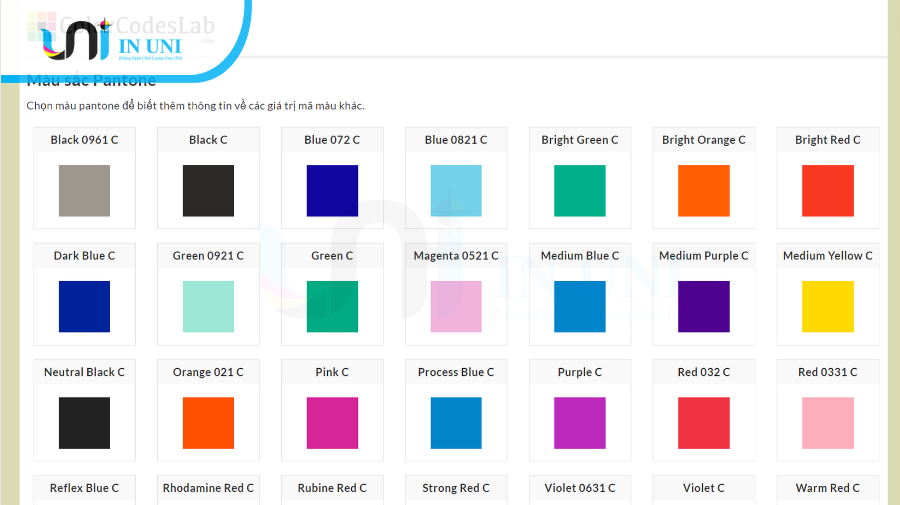 Tra mã màu Pantone online 