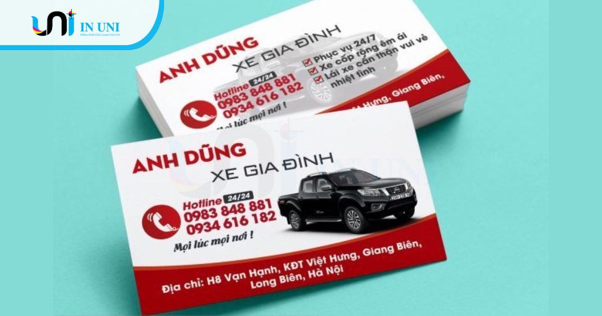 Mẫu card visit taxi gia đình Anh Dũng