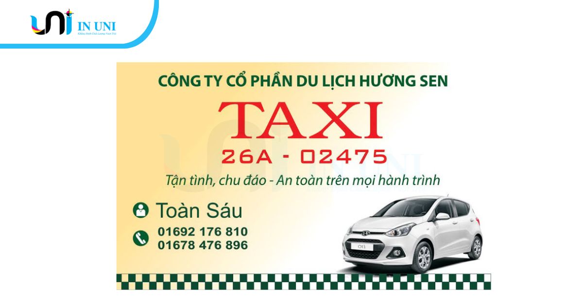 Mẫu card visit taxi hãng Hương Sen